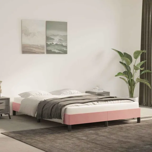 vidaXL Bedframe fluweel roze 140x200 cm