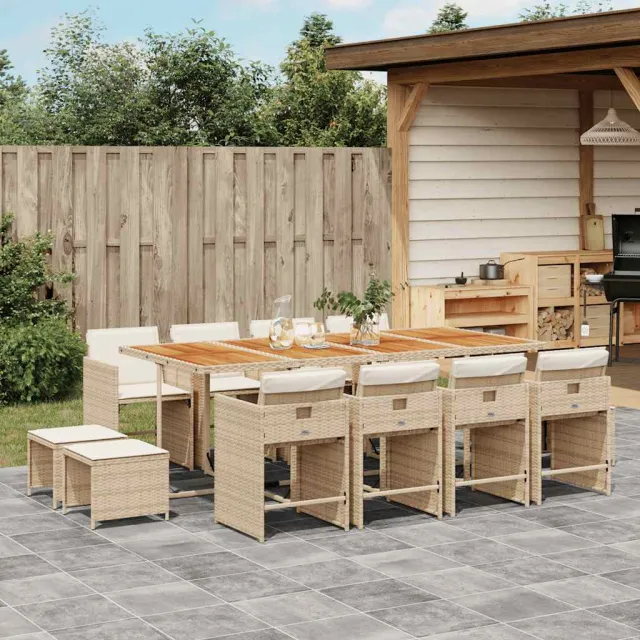 vidaXL 13-delige Tuinset met kussens poly rattan beige, foto 2
