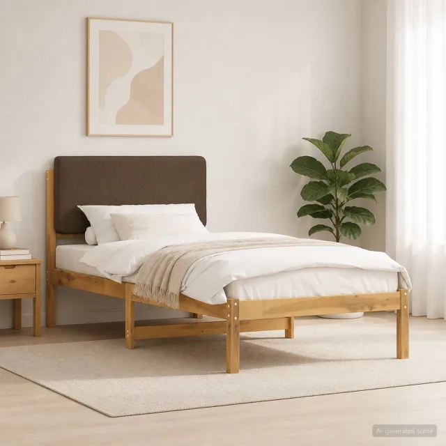 vidaXL Bedframe met gestoffeerd hoofdbord Whitewash en taupe