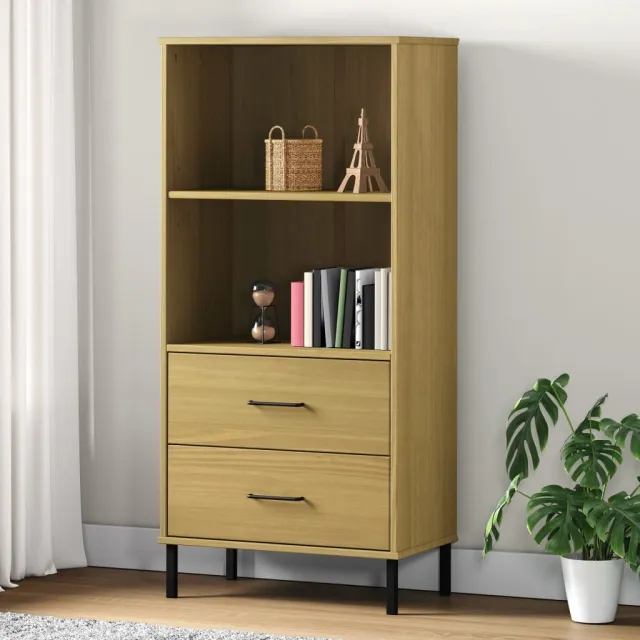 vidaXL Boekenkast met 2 lades OSLO 60x35x128,5 cm massief hout bruin, foto 2