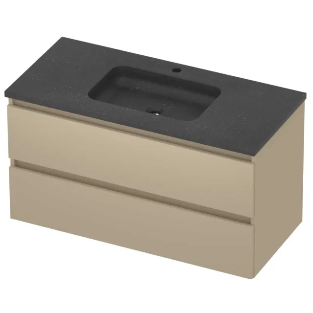 Basic-Line Rocky 46 Badmeubelset Hardsteen 1 Kraangat Greeploos 100x46x54 cm Mat Beige Blue Stone