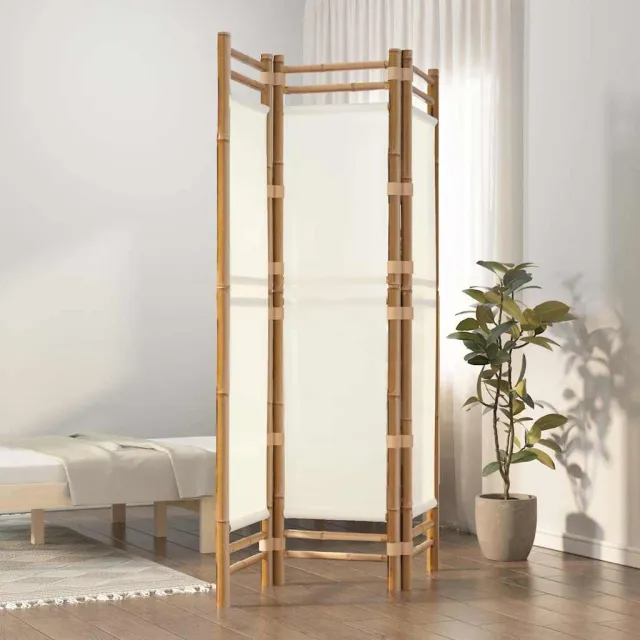vidaXL Kamerscherm 3-panelen inklapbaar 120 cm bamboe en canvas crème, foto 2