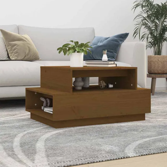 vidaXL Salontafel 80x55x40,5 cm massief grenenhout honingbruin bruin, foto 2
