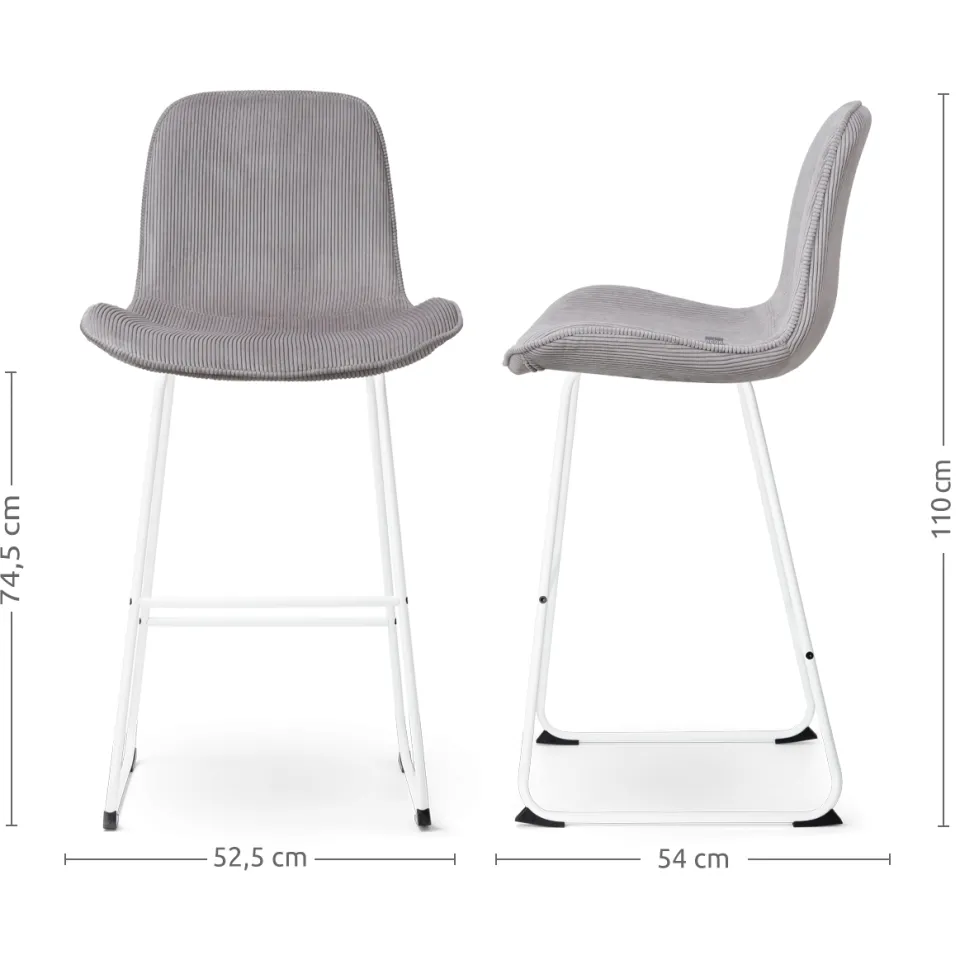 Nolon Nino-Fé barkruk rib warm grijs - wit onderstel - 75 cm