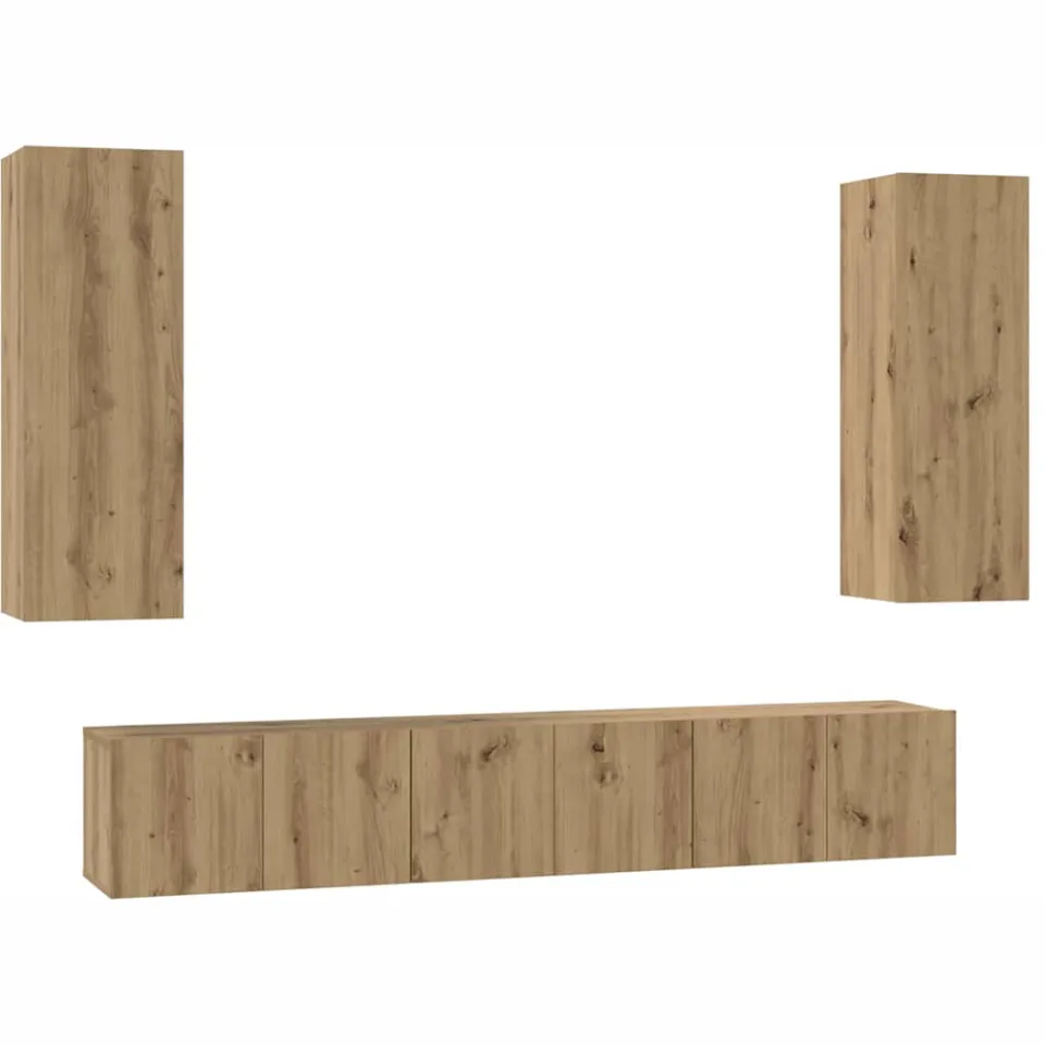 vidaXL Tv-meubelset 5 st Artisan Eiken Bewerkt hout, foto 3
