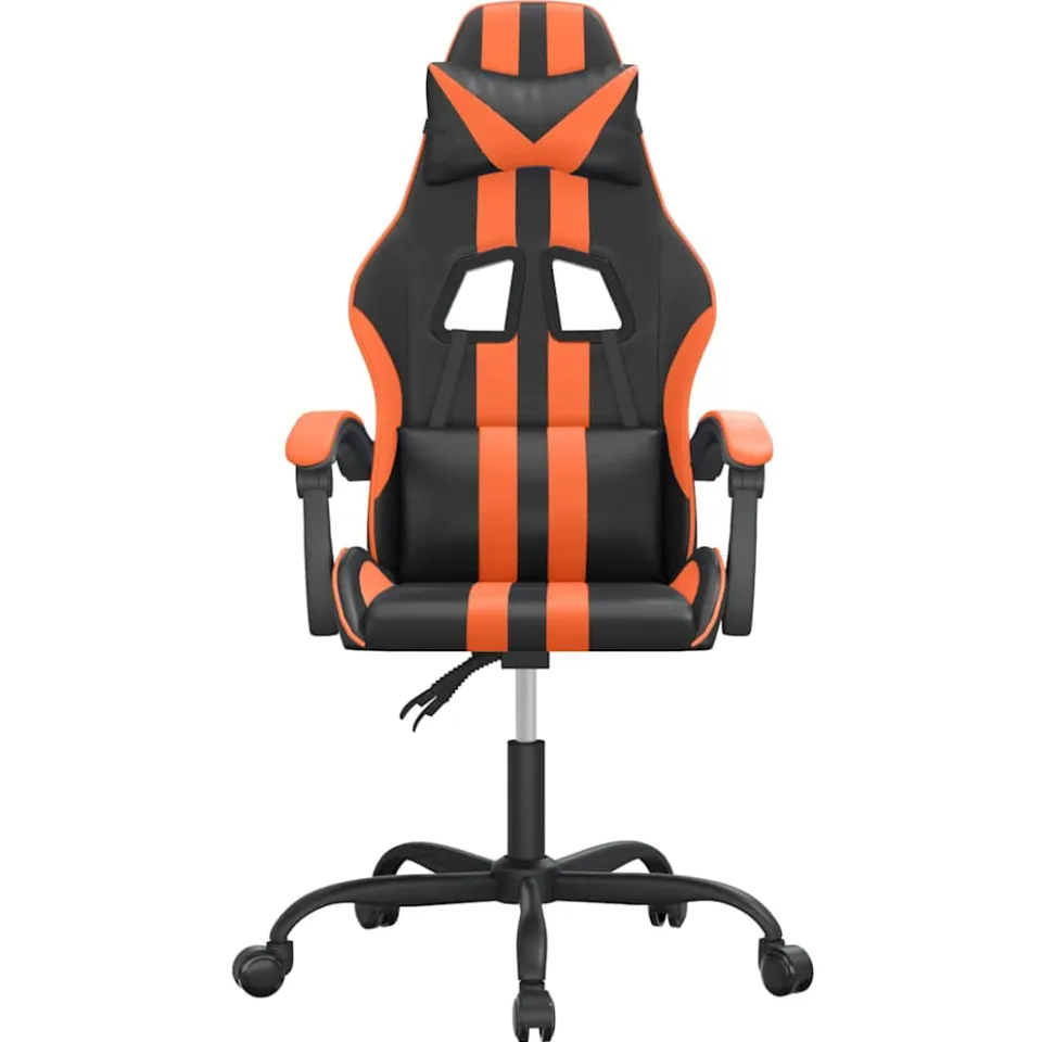 vidaXL Gamestoel draaibaar kunstleer zwart en oranje