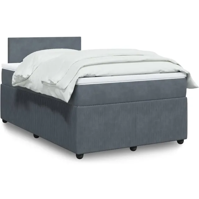 vidaXL Boxspring met matras fluweel donkergrijs 120x200 cm grijs