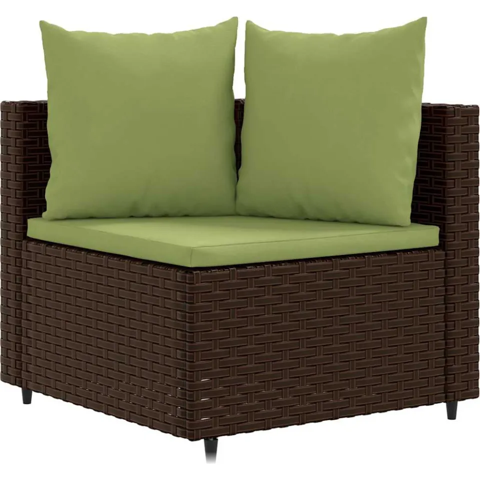 vidaXL 5-delige Loungeset met kussens poly rattan bruin
