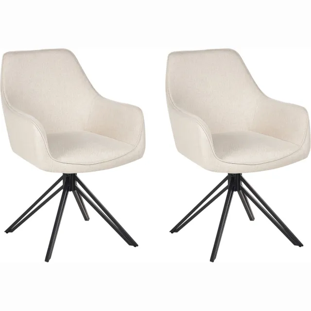 Beliani JODAR - Eetkamerstoel set van 2 - Lichtbeige - Polyester