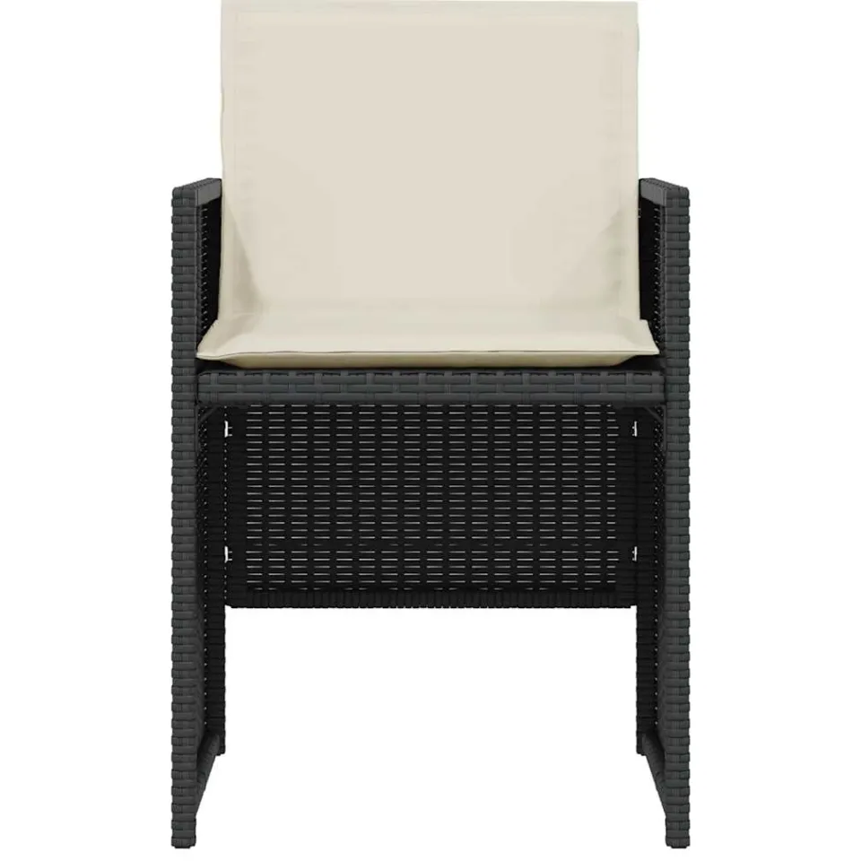 vidaXL 3-delige Bistroset met kussens poly rattan zwart, foto 4