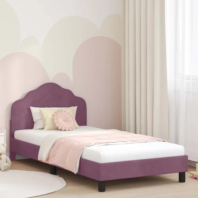 vidaXL Bedframe voor kinderen met hoofdbord Paars 90 x 190 cm Fluweel