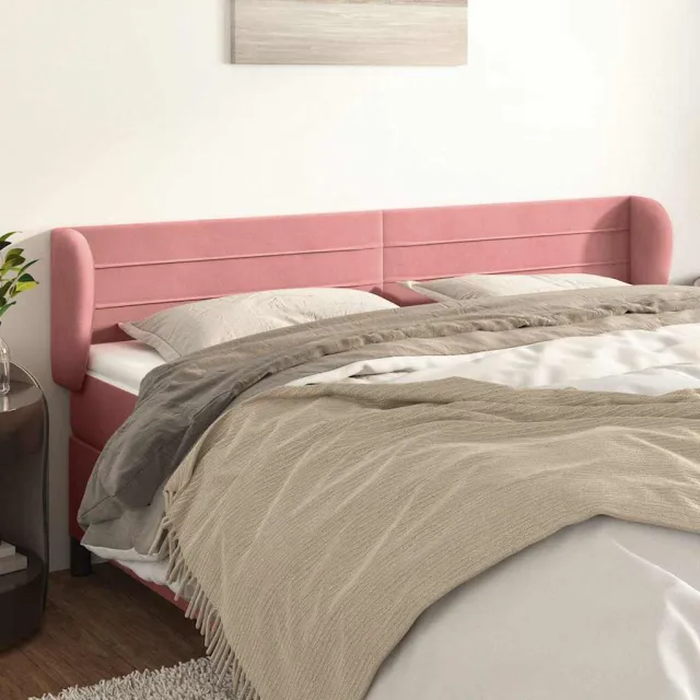 vidaXL Hoofdbord met randen 183x23x78/88 cm fluweel roze