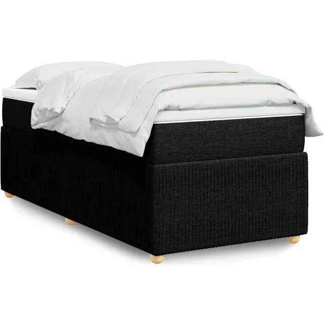 vidaXL Boxspring met matras stof zwart 100x200 cm