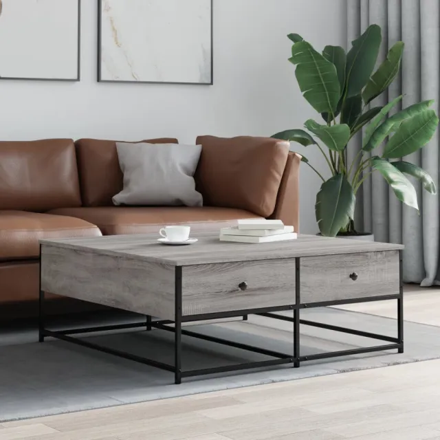 vidaXL Salontafel 100x99x40 cm bewerkt hout grijs sonoma, foto 2
