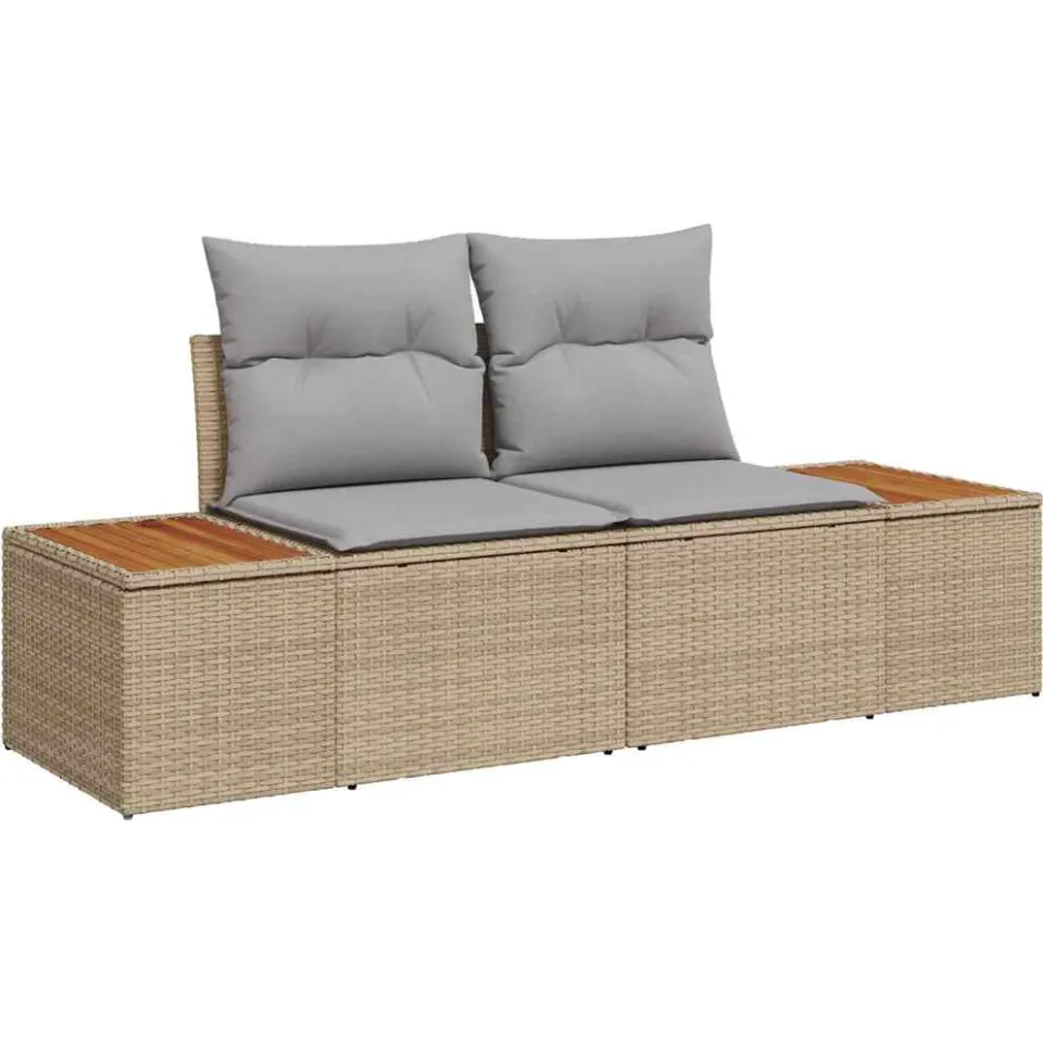 vidaXL Tuinbankenset 9 st Beige Poly riet