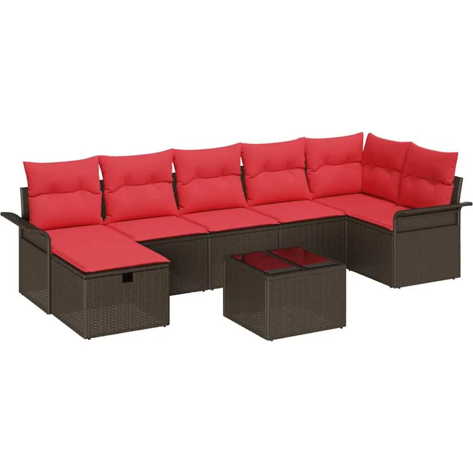 vidaXL Tuin Sofa Set 8 st Poly riet Grijs