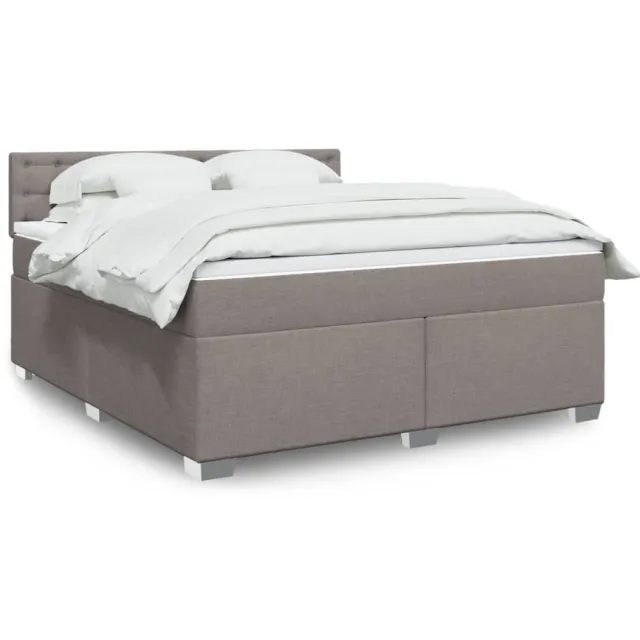 vidaXL Boxspring met matras stof taupe 180x200 cm