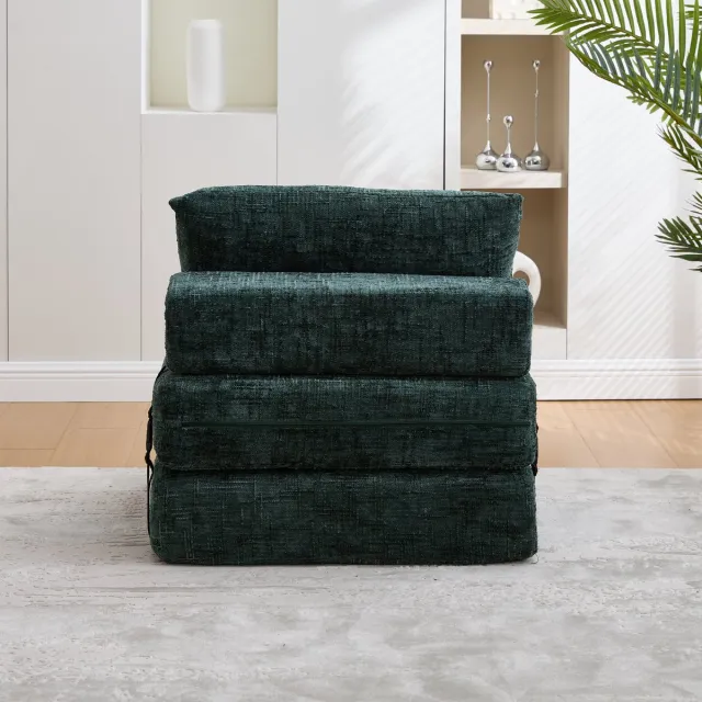 in& out door furniture Opklapbare slaapbank, Slaapbank met kussens, Opvouwbaar matras met rugleuning, Draagbare klapbank, Comfortabele vloersofa voor woonkamer en slaapkame- Smaragd