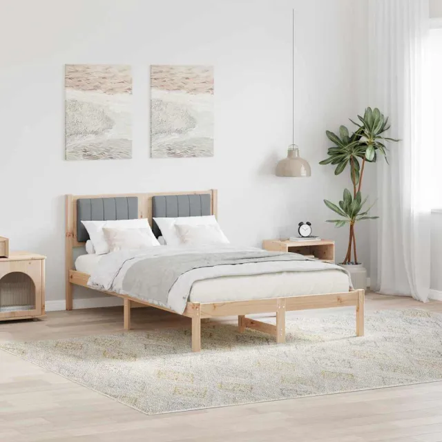 vidaXL Bedframe met Gevoerd Hoofdgedeelte Lichtgrijs 120 x 200 cm Bruin
