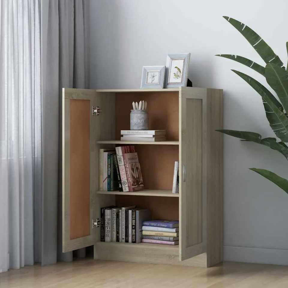 vidaXL Boekenkast 82,5x30,5x115 cm bewerlt hout sonoma eikenkleurig, foto 4