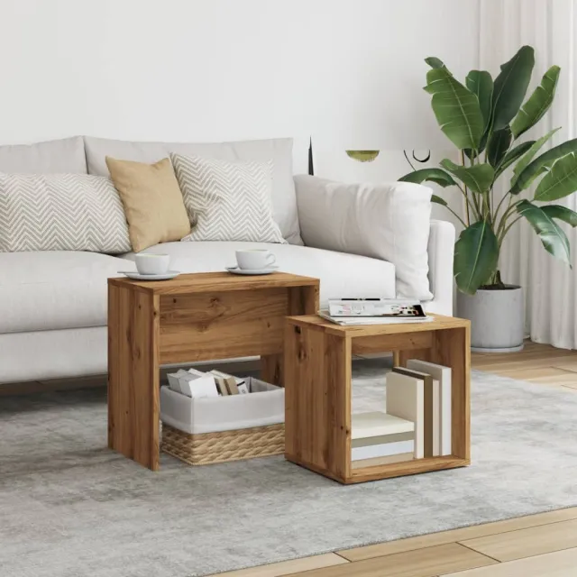 vidaXL 2-delige Tafeltjesset bewerkt hout artisanaal eikenkleurig, foto 2