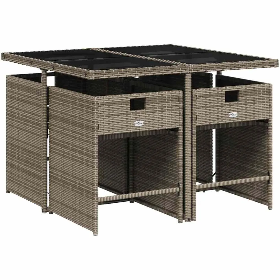 vidaXL 5-delige tuinset met kussens, grijs polyrotan