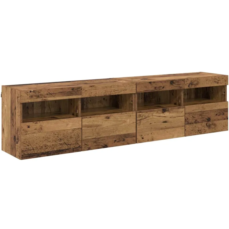 vidaXL TV Wandkasten 2 st Oud Hout Bewerkt hout bruin, foto 3