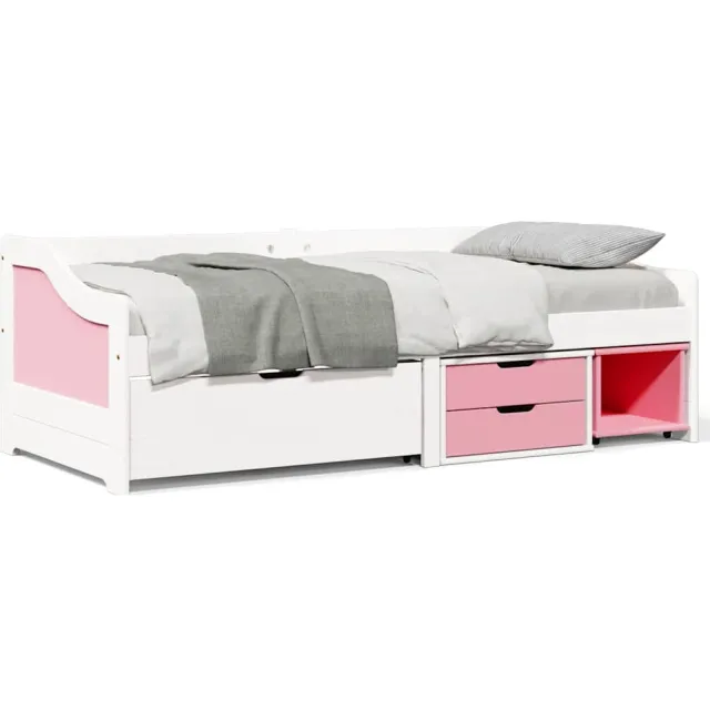 vidaXL Slaapbank met 3 lades zonder matras IRUN 90x200 cm wit en roze