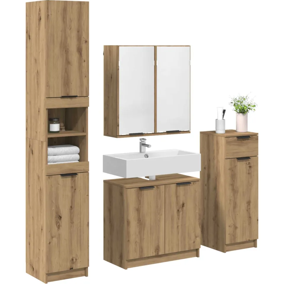 vidaXL Badkamermeubelset 4 st Artisan Eiken 64,5 x 33,5 x 59 cm Bruin