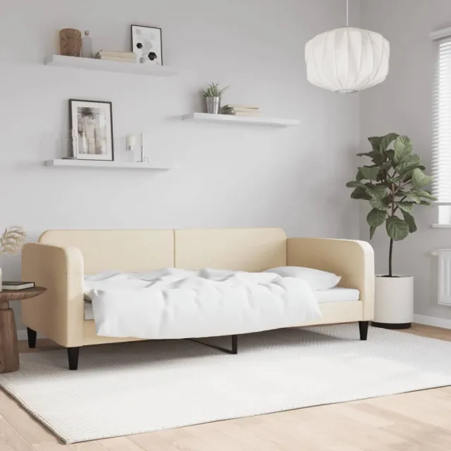 vidaXL Slaapbank 90x200 cm stof crèmekleurig