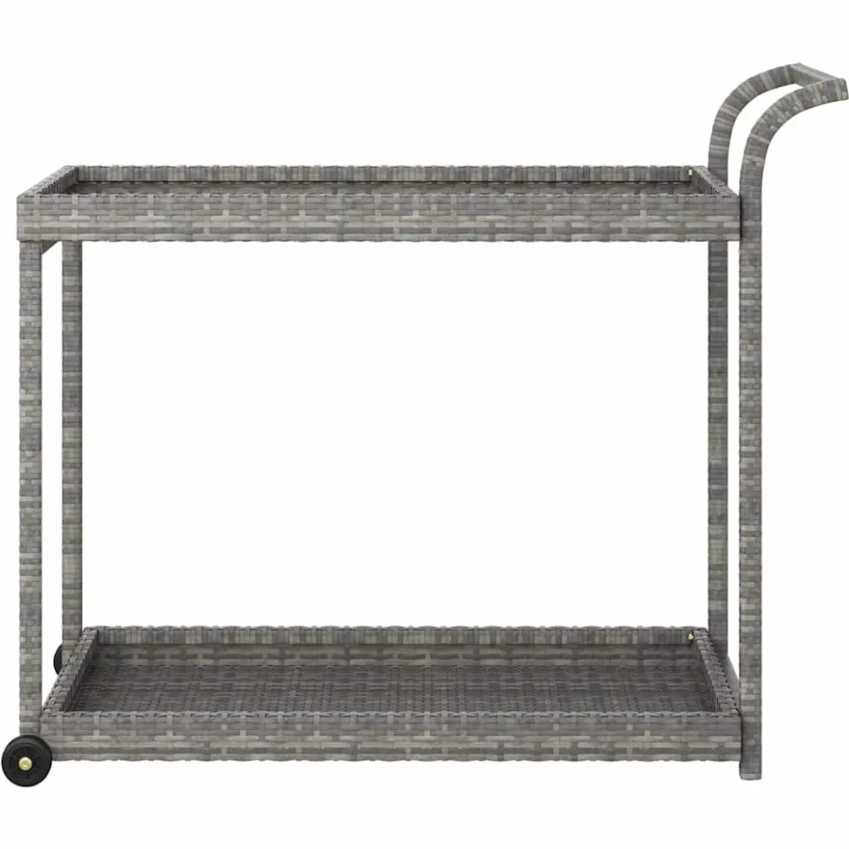 vidaXL Serveerwagen 100x45x83 cm poly rattan grijs, foto 3