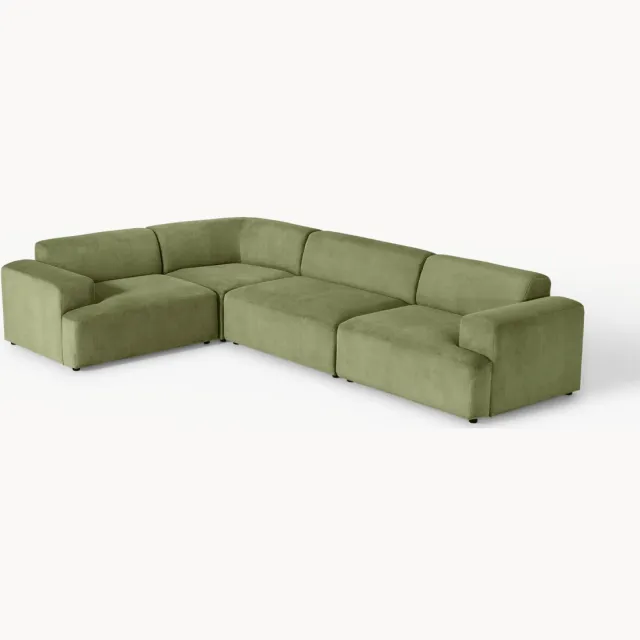 Westwing Collection Grote hoekbank Melva (4-zits) van corduroy groen