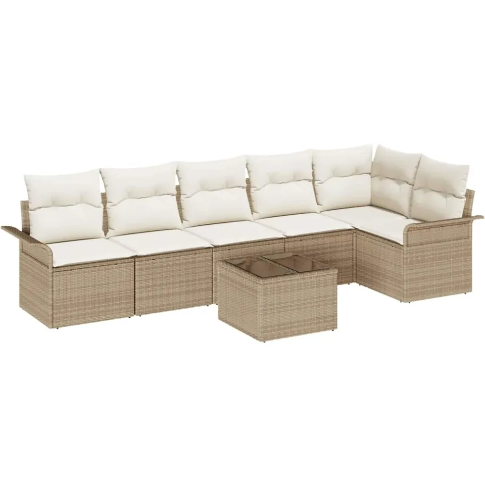 vidaXL Tuin Sofa Set 7 st Beige poly rattan