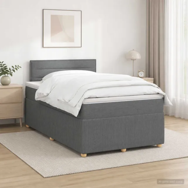 vidaXL Boxspringbed met matras Donkergrijs 120 x 190 cm Stof