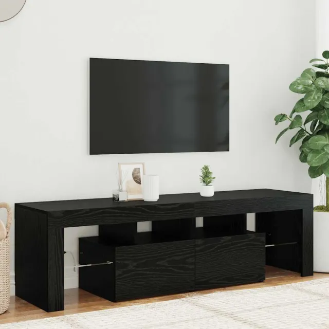 vidaXL Tv-meubel met LED 140x36,5x40 cm bewerkt hout zwart eiken, foto 2