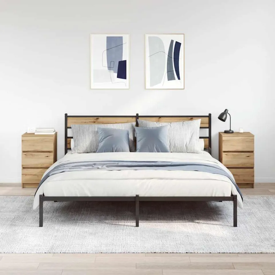 vidaXL Nachtkastjes 3 lades 2 st 39x35x65 cm ambachtelijk eikenkleurig, foto 3