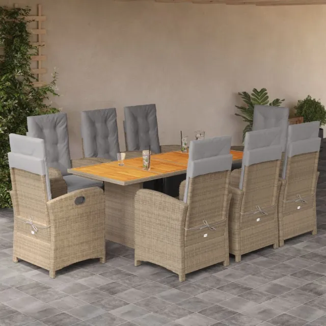 vidaXL 9-delige Tuinset met kussens poly rattan beige, foto 2