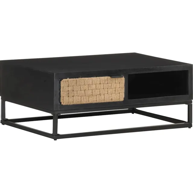 vidaXL Salontafel 90x60x35 cm massief mangohout Zwart