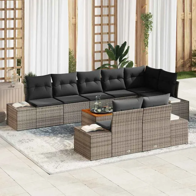 vidaXL Tuin Sofa Set 9 st Grijs, foto 2