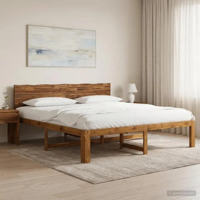 vidaXL Tweepersoonsbed met hoofdeinde ROSTOCK Naturel 180 x 200 cm Bruin