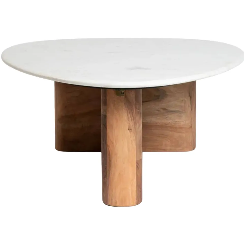 Sissy-Boy salontafel hout met marmer blad beige, foto 2