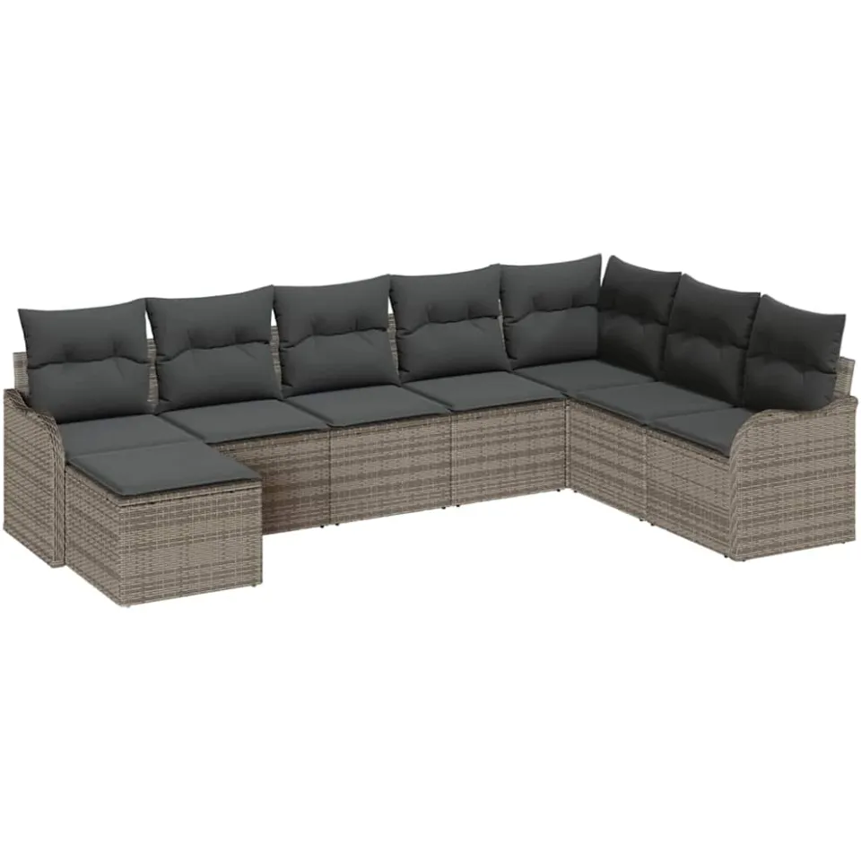 vidaXL Tuin Sofa Set 8 st Grijs poly rattan