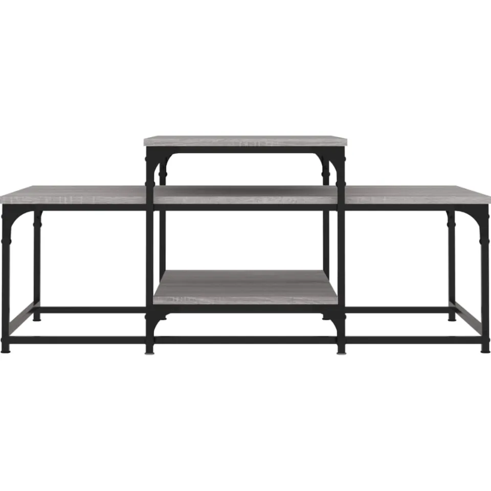 vidaXL Salontafel 102x60x45 cm bewerkt hout grijs sonoma eikenkleurig