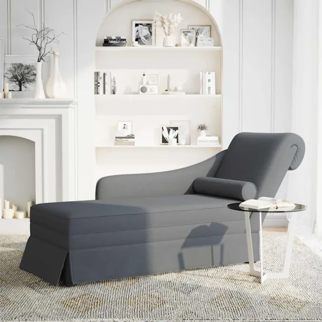 vidaXL Chaise longue met bolster&rechterarmleuning fluweel donkergrijs grijs, foto 2