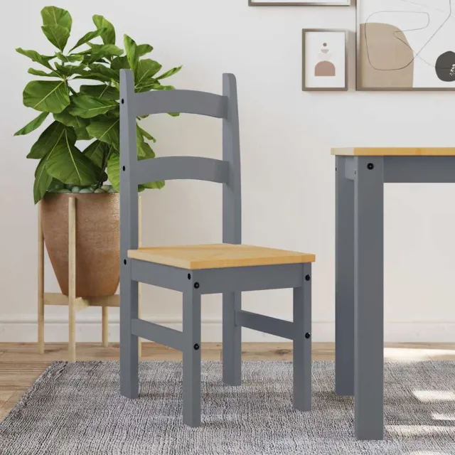 vidaXL Eetkamerstoelen 2 st 40x46x99 cm massief grenenhout grijs, foto 2