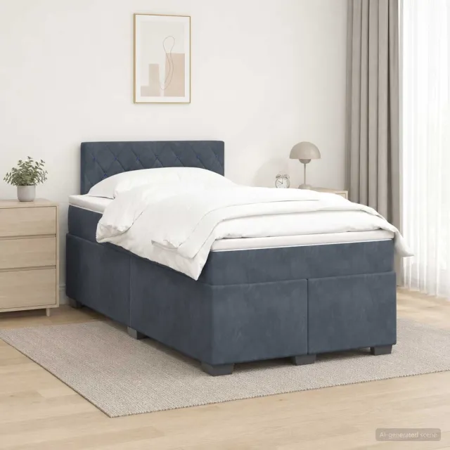 vidaXL Boxspringbed met matras Donkergrijs 120 x 190 cm Fluweel