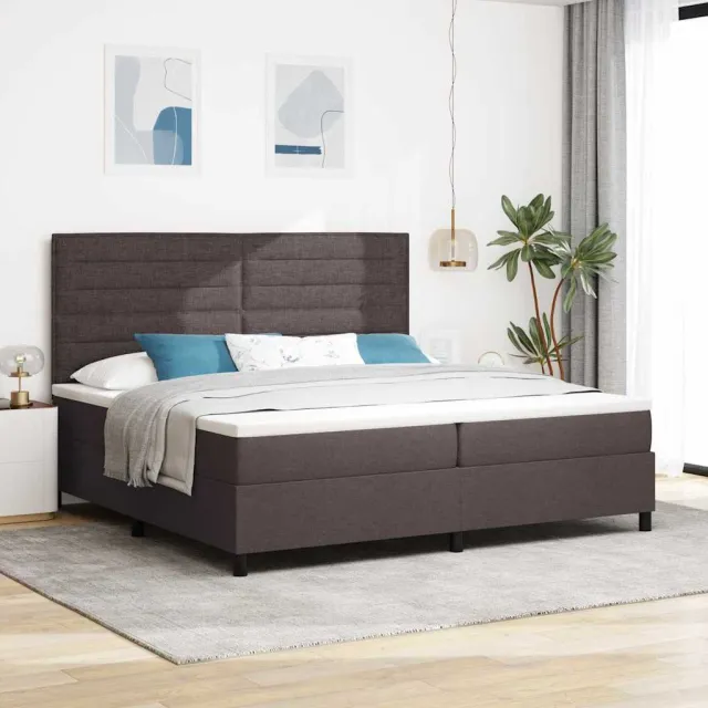 vidaXL Boxspringbed met matras Donkerbruin 200 x 200 cm Stof