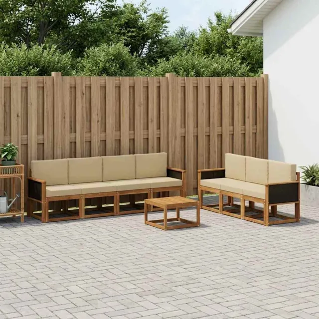 vidaXL Buiten bankenset 7 st 7-zits Natuurlijk en Beige