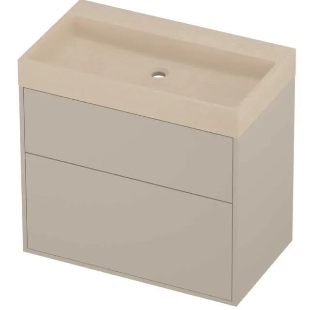 Proline Evoli Badmeubelset Hardsteen Loft 2 Laden 80x46x75 cm Sand Stone Soft Linen Beige