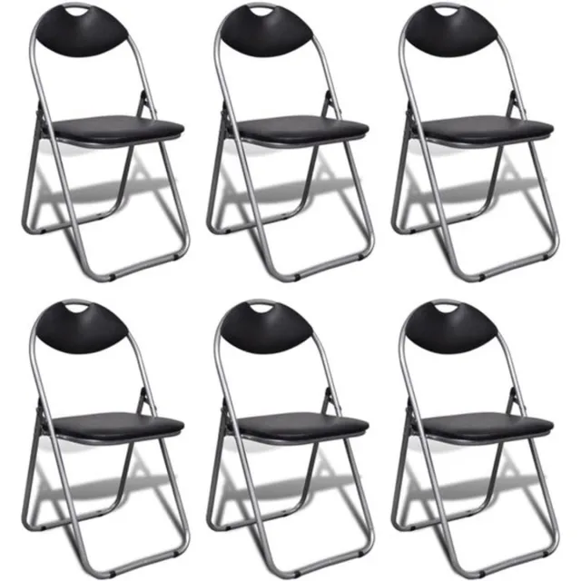 Thuys Stoelen – 6 Stuks – Klapstoelen – Set van 6 – 80,5 x 43 x 80.5 cm – Zwart/Zilver